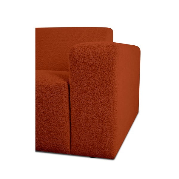 Opečnato oranžna kotna sedežna garnitura iz tkanine bouclé (levi kot) Roxy – Scandic-image-3