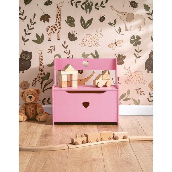 Rožnata otroška omarica s klopjo 60x62x34 cm Pink Heart – Premier Housewares-image-1