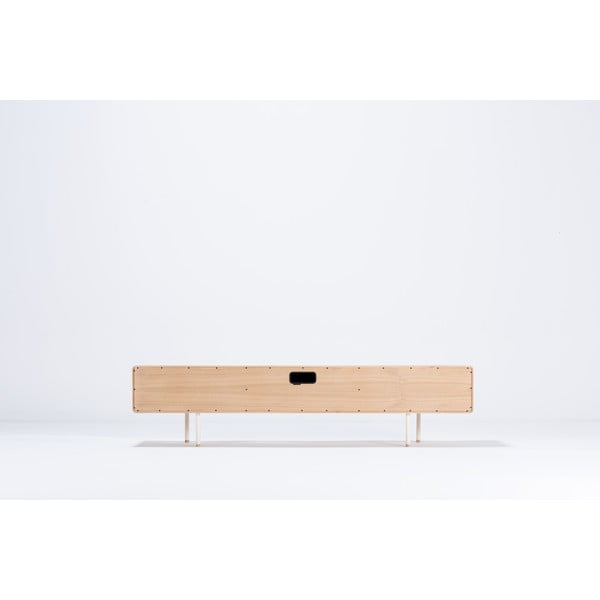 Bela TV omarica iz masivnega hrasta 200x48 cm Fina – Gazzda-image-3