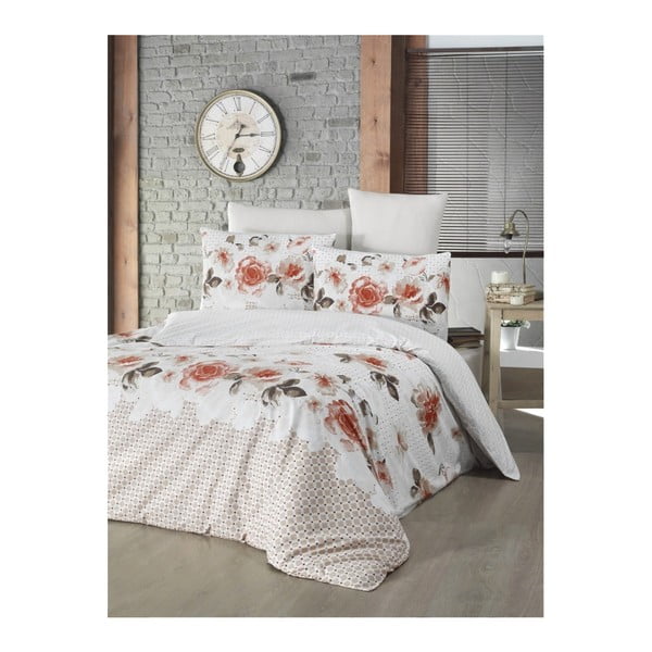 Ranforce bombažna posteljnina z rjuho za zakonsko posteljo Isabella Orangina, 200 x 220 cm