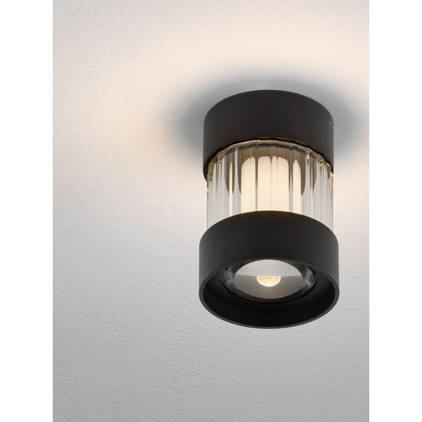Mat črna aluminijasta LED zatemnitvena stropna svetilka s steklenim senčilom Glovia – Nova Luce-image-2
