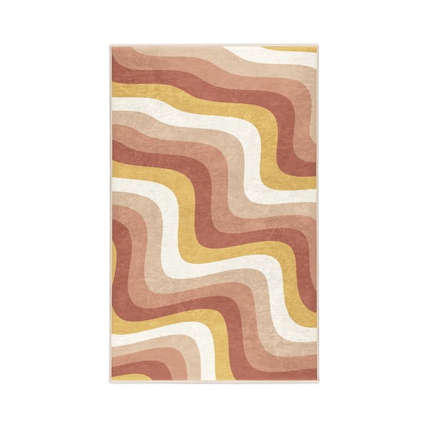 Oker rumena/prašno rožnata pralna preproga 160x230 cm Creamy Strawberry Swirl – Mila Home