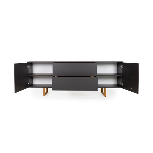 Antracitno siva komoda s hrastovimi nogami Tenzo Birka, 216 x 78 cm-image-3