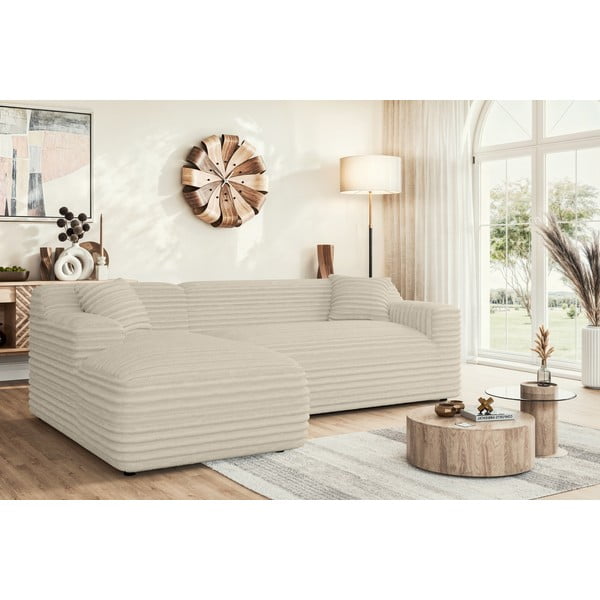 Bež kotna sedežna garnitura iz rebrastega žameta (levi kot/z ležalnikom) Martin – Ropez-image-1