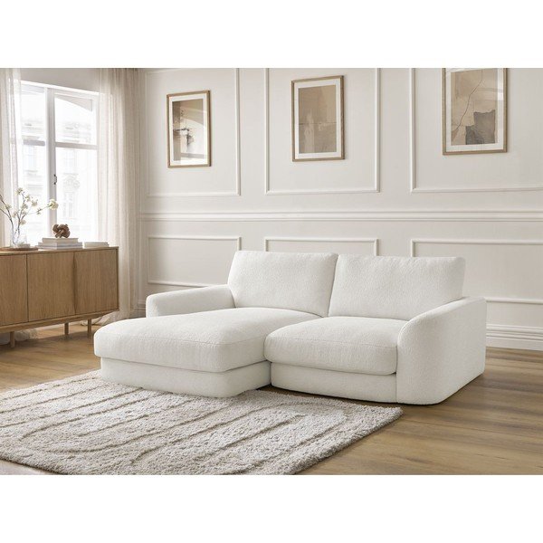 Bela kotna sedežna garnitura iz tkanine bouclé (levi kot/z ležalnikom) Leonore – Bobochic Paris-image-4