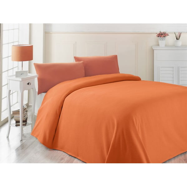 Oranžno lahkotno posteljno pregrinjalo Oranj, 200 x 230 cm