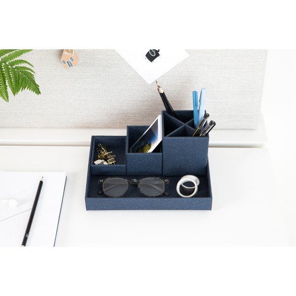 Temno moder 4-delni organizator za pisalno mizo Bigso Box of Sweden Lena-image-1