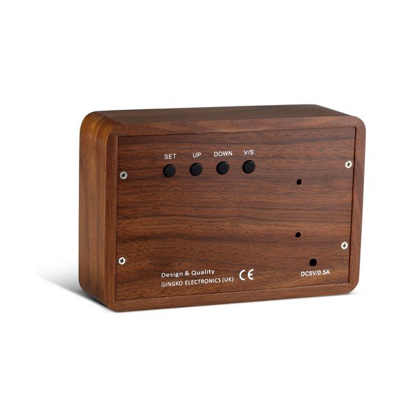 Temno rjava budilka z zelenim LED zaslonom Gingko Brick Click Clock-image-4