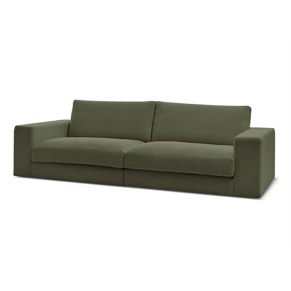 Zelena sedežna garnitura iz rebrastega žameta 274 cm Leonard – Bobochic Paris-image-3