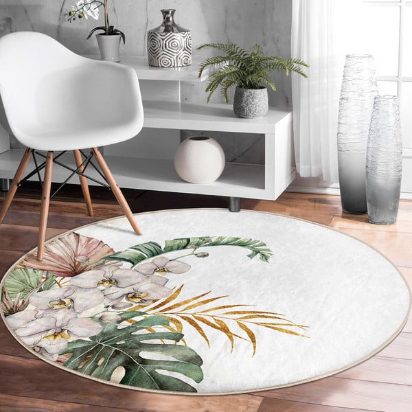 Kremno bela pralna okrogla preproga primerna za robotski sesalnik ø 100 cm Comfort – Mila Home-image-3