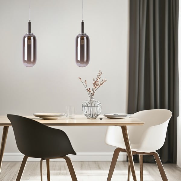 Antracitno siva LED viseča svetilka s steklenim senčilom ø 13 cm Fiuggi – Candellux Lighting-image-4