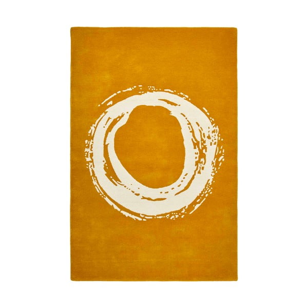 Gorčično rumena volnena preproga Think Rugs Elements Circle, 120 x 170 cm