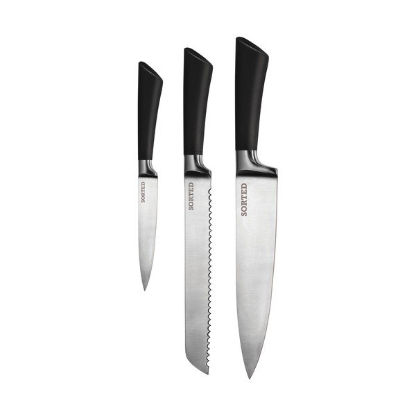 Komplet 3 nožev, škarij, brusilnika in stojala Premier Housewares-image-1