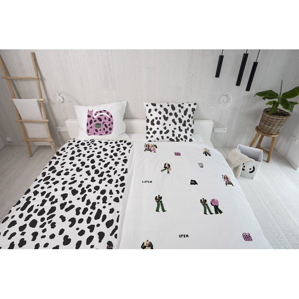 Posteljnina iz bombažnega satena 140x200 cm Cats Love Hot Coffee - Butter Kings-image-1