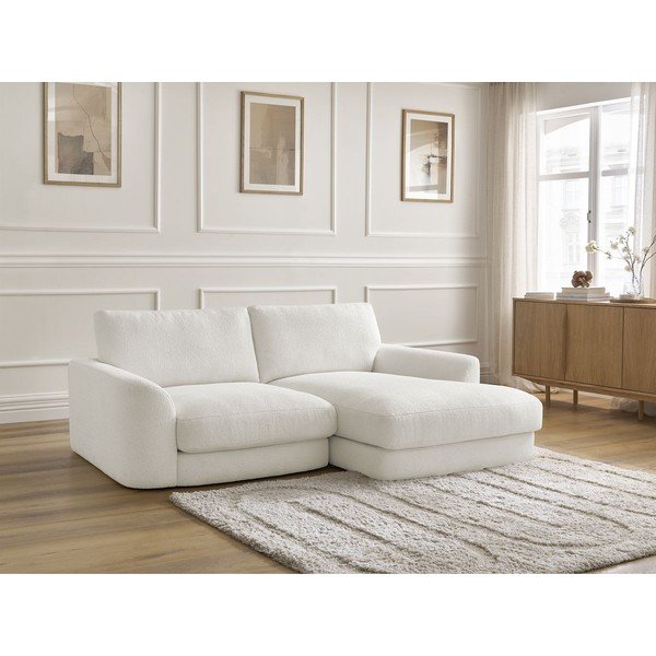 Bela kotna sedežna garnitura iz tkanine bouclé (desni kot/z ležalnikom) Leonore – Bobochic Paris-image-3