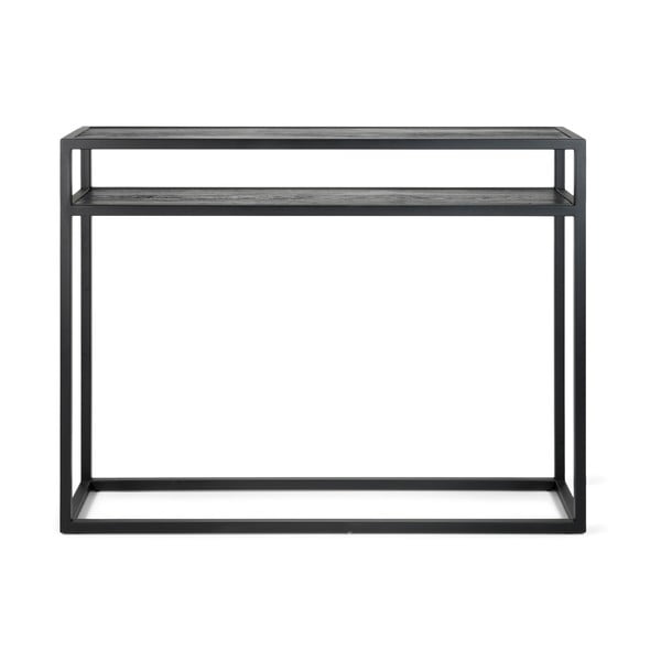 Črna stranska mizica s hrastovo mizno ploščo 30x120 cm Daniël – Spinder Design