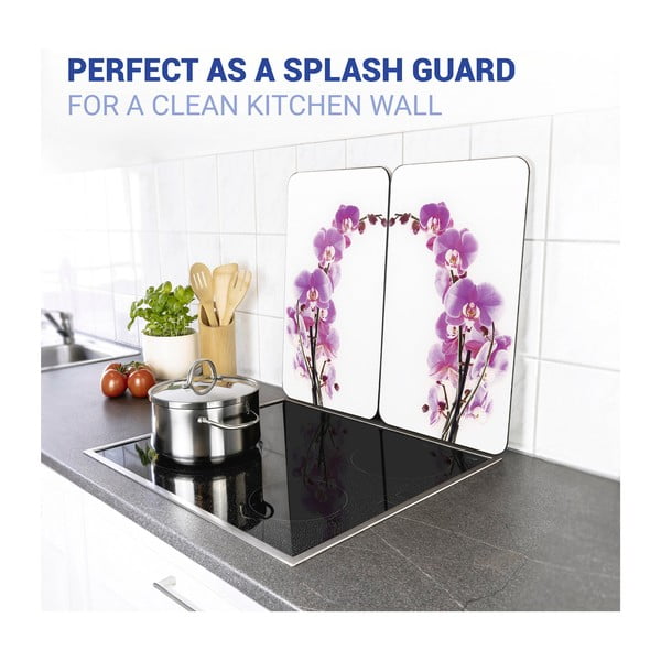 Komplet 2 steklenih zaščitnih plošč za štedilnik Wenko Orchid, 52 x 30 cm-image-2