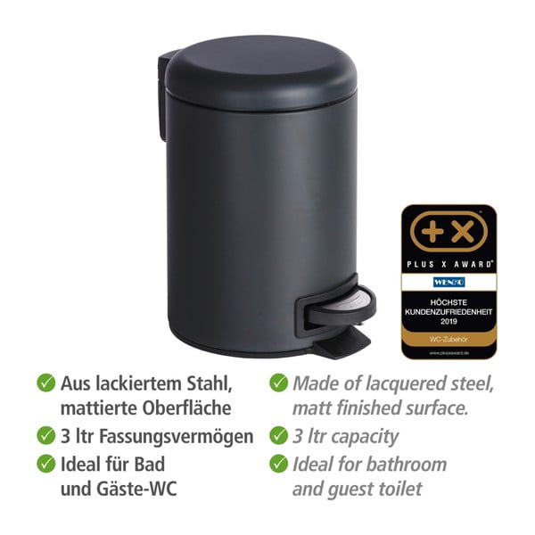 Črn koš za smeti Wenko Leman, 3 l-image-3
