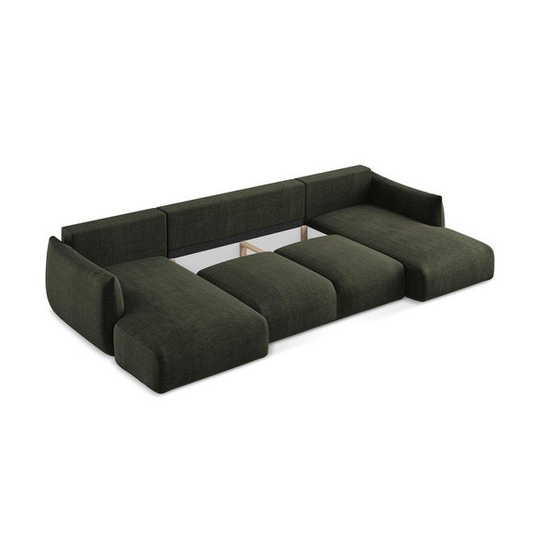 Zelena raztegljiva kotna sedežna garnitura (v obliki črke "U") Leila – Makamii-image-4