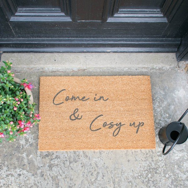 Siva preproga iz naravnega kokosovega vlakna Artsy Doormats Come In & Cosy Up, 40 x 60 cm-image-1