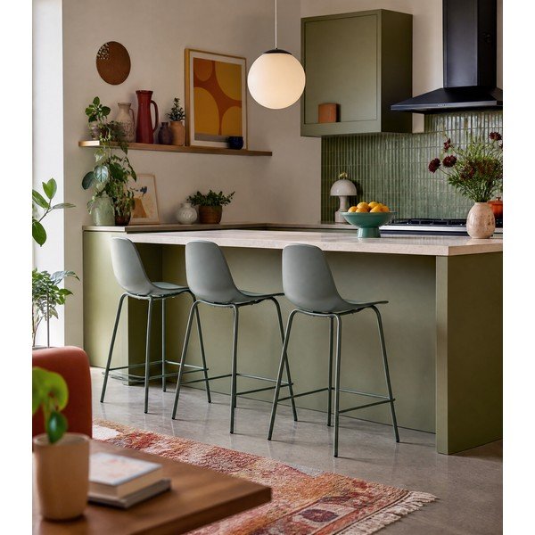 Kaki zelen plastičen barski stol (višina sedeža 67,5 cm) Whitby – Unique Furniture-image-1