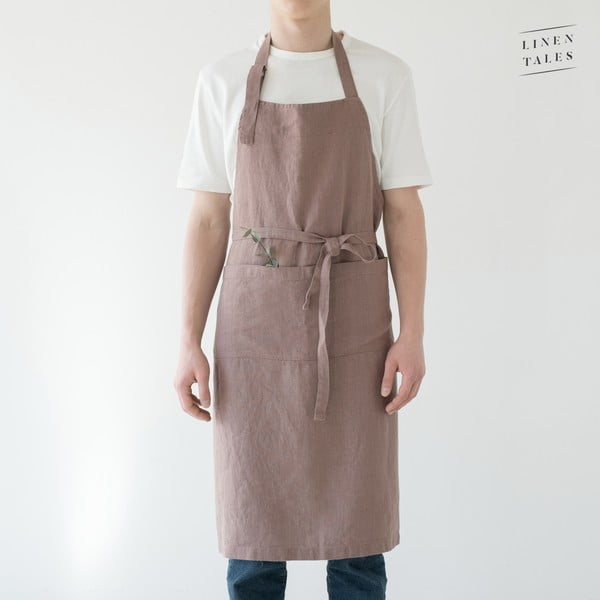 Umazano-vijoličen lanen predpasnik Linen Tales Chef, dolžina 100 cm