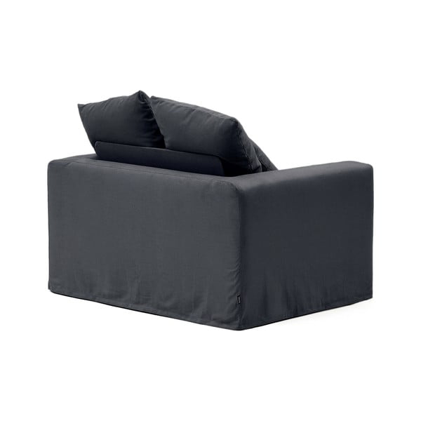 Antracitno siv lanen fotelj Nora – Kave Home-image-3