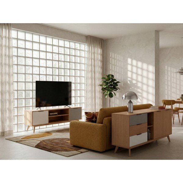 TV omarica iz masivnega bora v naravni barvi 140x53 cm Elfa – Marckeric-image-1