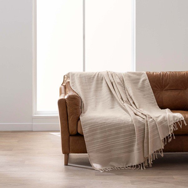 Bež bombažno pregrinjalo 125x150 cm Lilia – douceur d'intérieur-image-3