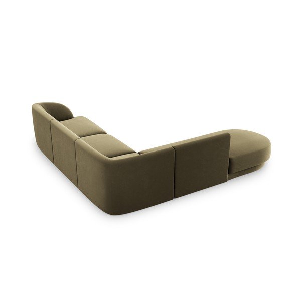 Zelena žametna kotna sedežna garnitura (z levim kotom) Miley  – Micadoni Home-image-4
