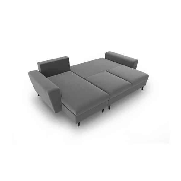 Svetlo siva žametna raztegljiva kotna sedežna garnitura s prostorom za shranjevanje Kyoto – Cosmopolitan Design-image-2