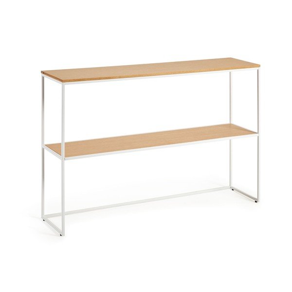 Bela/naravna stranska mizica v hrastovem dekorju 30x120 cm Yoana – Kave Home