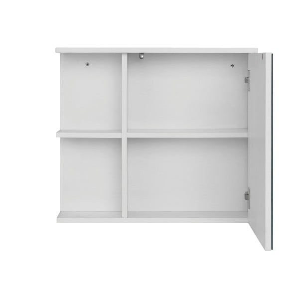 Bela stenska kopalniška omarica z ogledalom 60x53 cm Mirza - Støraa -image-1