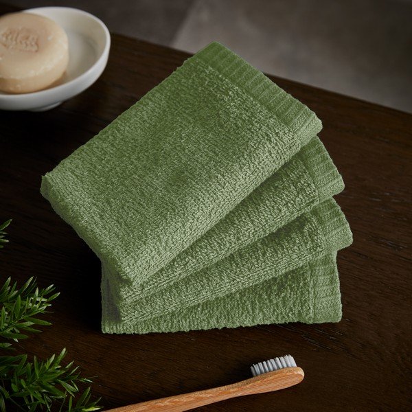 Zelene hitro sušeče/frotirne bombažne brisače v kompletu 4 ks 30x30 cm Quick Dry – Catherine Lansfield-image-1