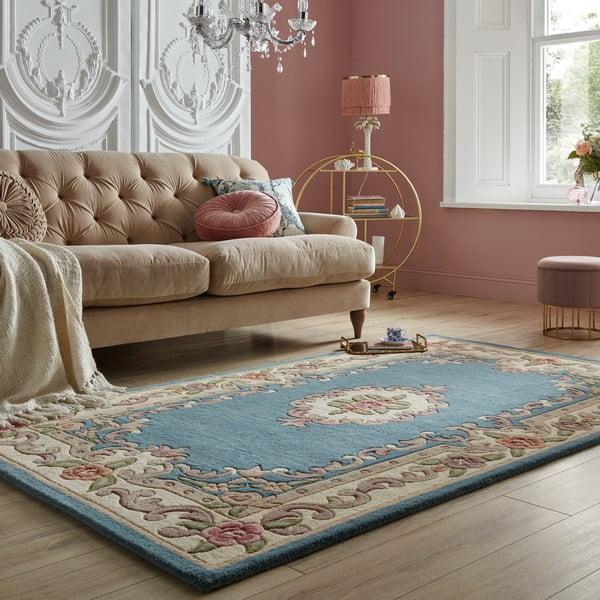 Modra volnena preproga Flair Rugs Aubusson, 75 x 150 cm-image-1
