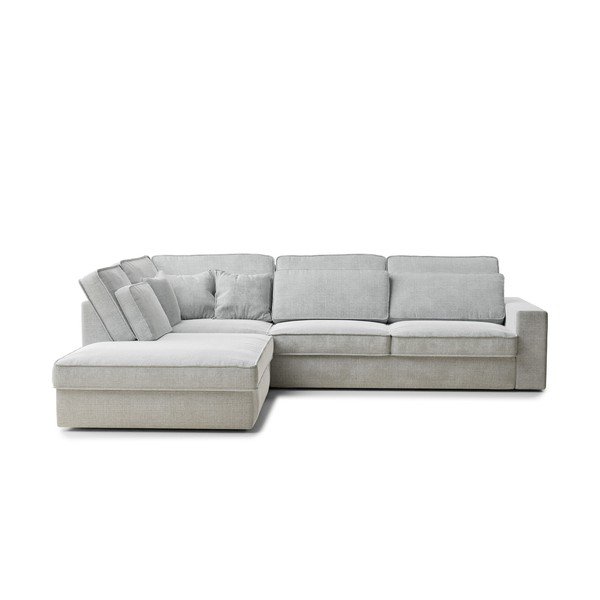 Svetlo siva kotna sedežna garnitura iz šenilje (levi kot/v obliki črke L) Kirou – Maison de Rêve