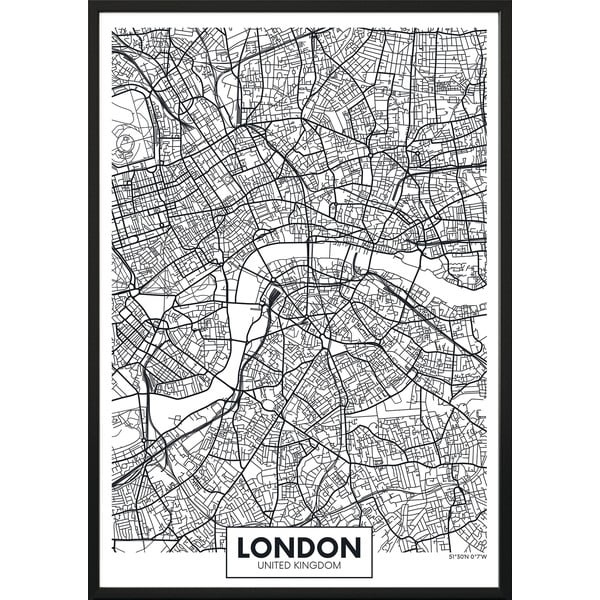 Stenski plakat v okvirju MAP/LONDON, 50 x 70 cm