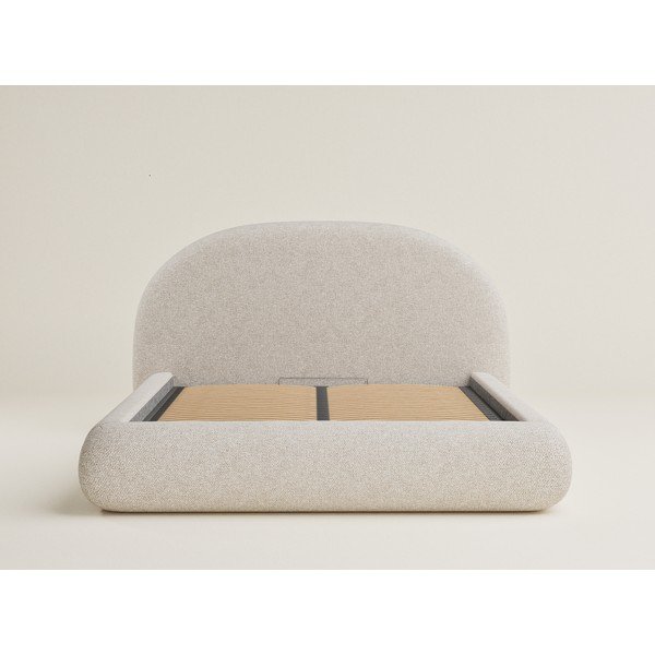 Kremno bela oblazinjena zakonska postelja s prostorom za shranjevanje z letvenim dnom 140x200 cm Maumere – Maison de Rêve-image-2