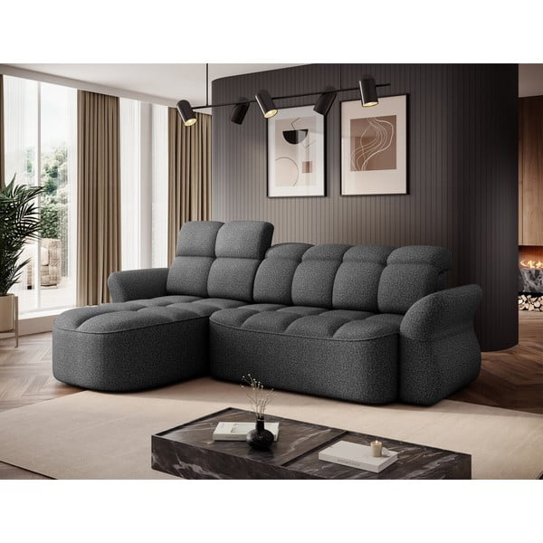 Temno siva žametna raztegljiva/s prostorom za shranjevanje kotna sedežna garnitura (levi kot/z ležalnikom) Beneth – ELTAP-image-3