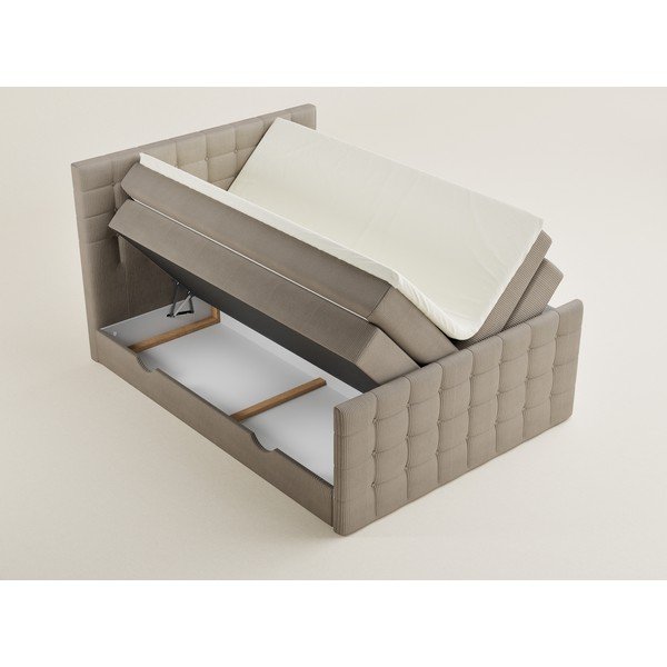 Bež boxspring postelja s prostorom za shranjevanje 200x200 cm Tasca – Maison de Rêve-image-3