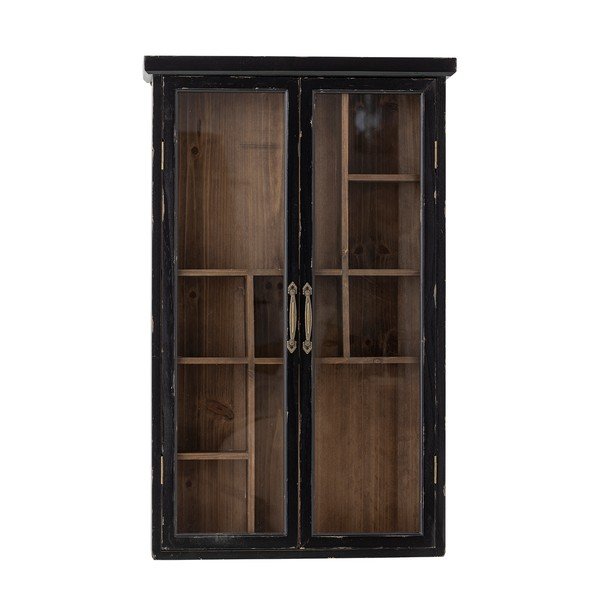 Črna stenska vitrina iz masivne jelke 50x80x14 cm Hazem – Bloomingville