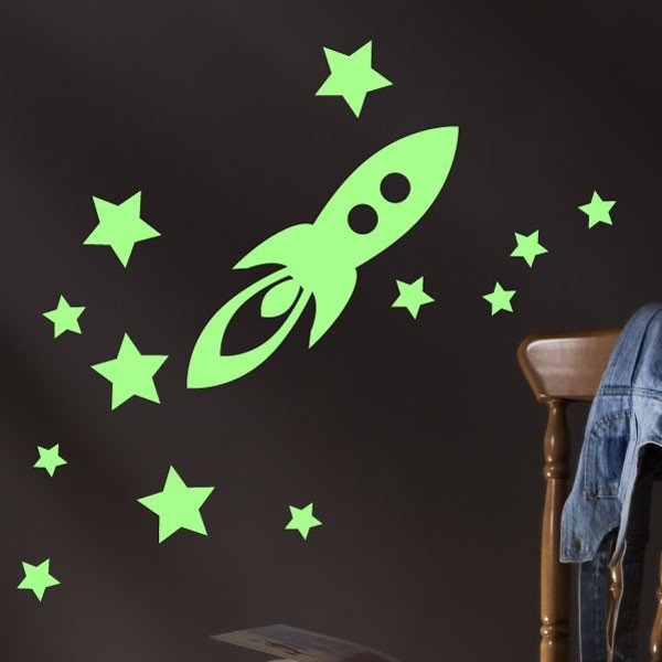 Svetleča nalepka Ambiance Rocket And Stars-image-1