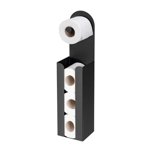 Črno jekleno držalo za toaletni papir z namestitvijo brez vrtanja Agira – Wenko-image-4