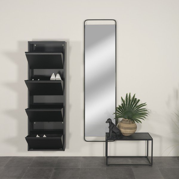 Črna kovinska preklopna omarica za čevlje 50x150x22 cm Billy – Spinder Design-image-1