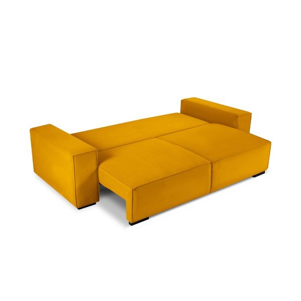 Rumena žametna raztegljiva sedežna garnitura Mazzini Sofas Azalea-image-3