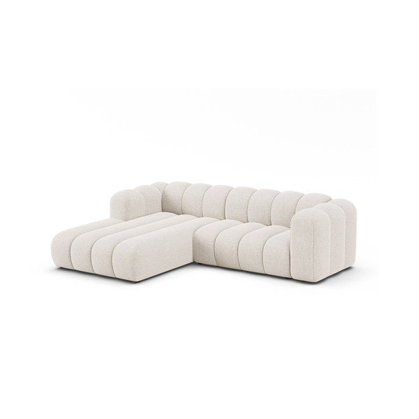 Kremno bela kotna sedežna garnitura iz šenilje (levi kot/z ležalnikom) Lupine – Micadoni -image-1