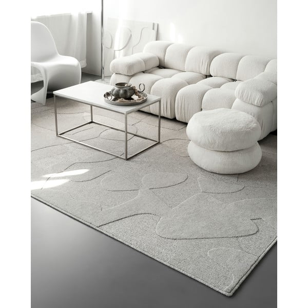 Svetlo siva volnena preproga 200x300 cm Morphic Botanica – Agnella-image-1