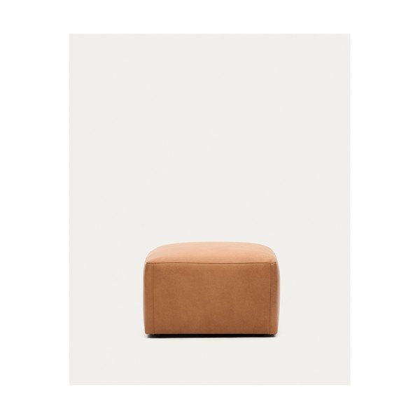 Rjav usnjen tabure Blok – Kave Home-image-3