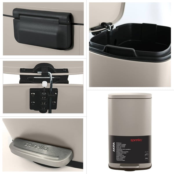 Sivorjav jeklen koš za smeti s pedalom 50 l Akira – Spirella-image-4