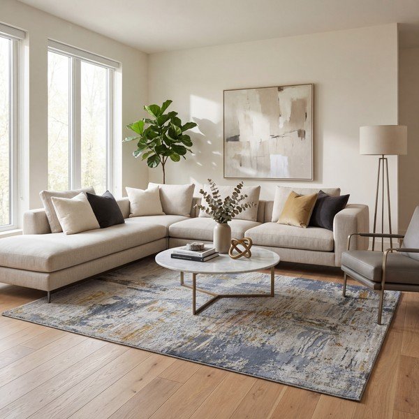 Modra/bež preproga 134x200 cm Springs – Universal-image-1